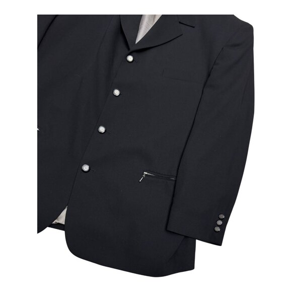 VINTAGE 2-Piece Office Casual Black Blazer Jacket & Dress Pants SUIT Mens XL - Picture 5 of 6